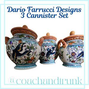 Dario Farrucci Italian 3 Piece Ceramic Large, Medium & Small Cannister Set